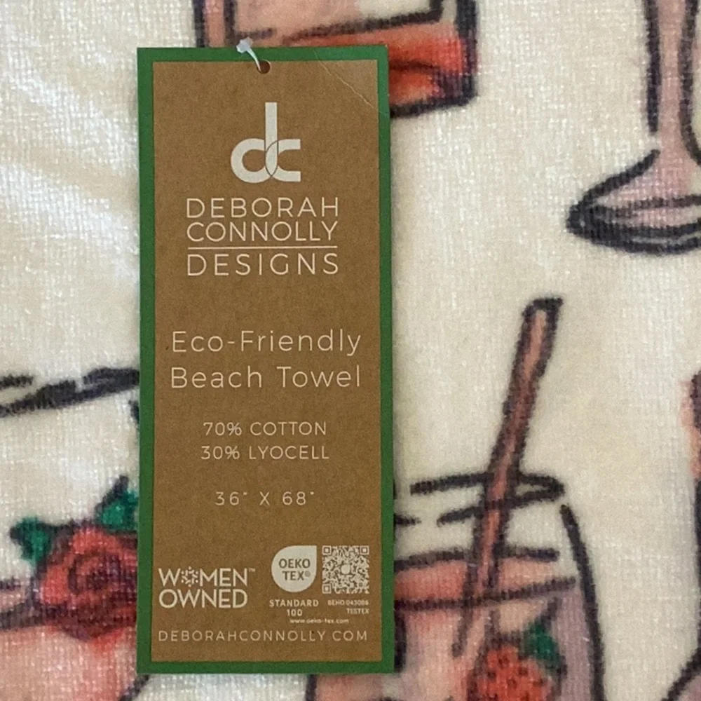 Wine and Cocktail Print Beach Towel